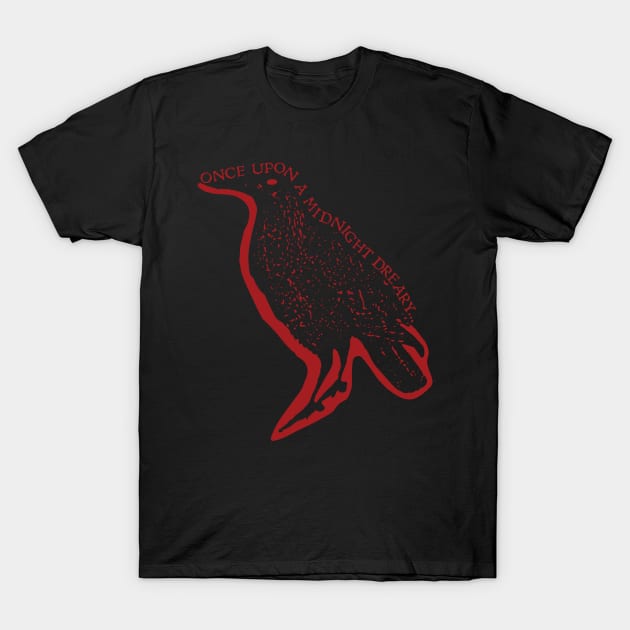 Midnight's Melancholy: Edgar Allan Poe's 'The Raven' Gothic Design T-Shirt by pelagio